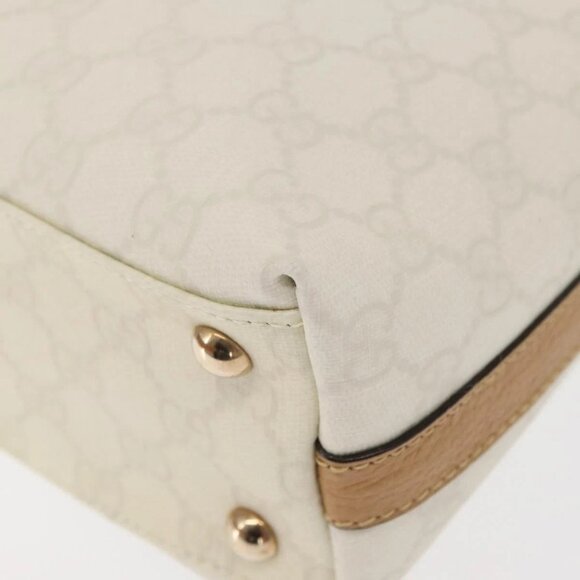 GUCCI GG Supreme Hand Bag PVC Leather Outlet White Gold 264210 Auth 159960 - Picture 14 of 16
